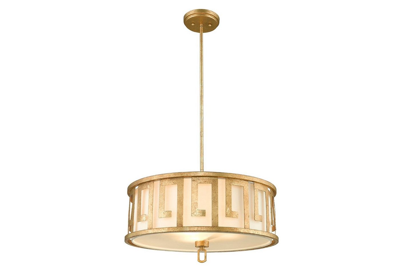 Licht-Erlebnisse Deckenleuchte AIROSO, ohne Leuchtmittel, Deckenlampe E27 Creme Gold Esstisch Esszimmer Stoff Metall Industrie von Licht-Erlebnisse