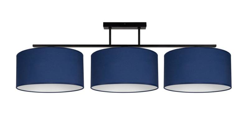 Licht-Erlebnisse Deckenleuchte BIRNO, ohne Leuchtmittel, Metall Stoff E27 Schwarz Blau Weiß 3-flammig länglich Modern von Licht-Erlebnisse