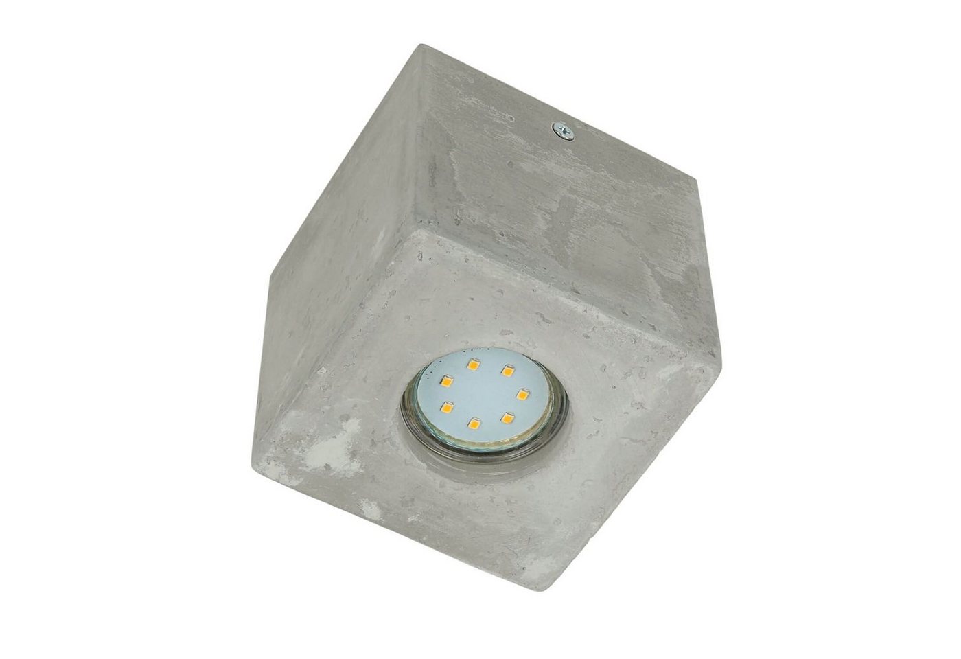 Licht-Erlebnisse Deckenleuchte GEO, ohne Leuchtmittel, Deckenlampe Beton eckig 10x10x10cm GU10 Wohnzimmer Flur Küche von Licht-Erlebnisse