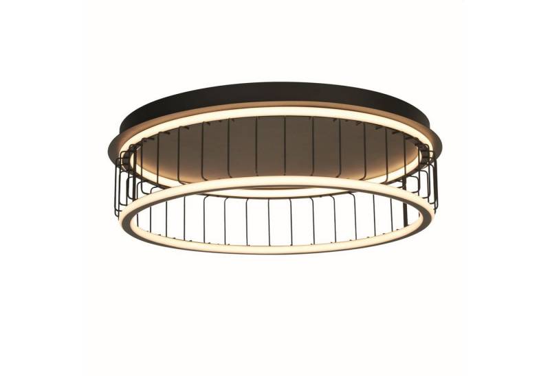 Licht-Erlebnisse Deckenleuchte CALEB, LED, Warmweiß, LED Wohnzimmer Schwarz Weiß D: 60 cm 3000 K 861 lm Metall Modern von Licht-Erlebnisse