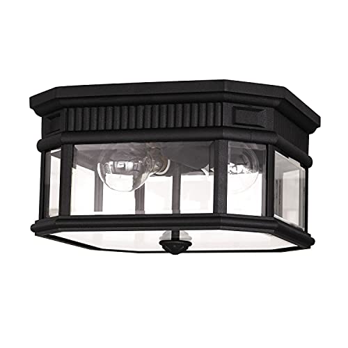 Licht-Erlebnisse Deckenleuchte CHARLES Schwarz Aluminium IP44 Rustikal außen elegante Gartenlampe Vintage Terrasse von Licht-Erlebnisse