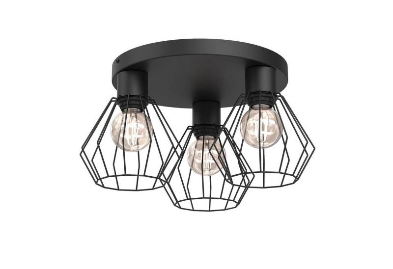 Licht-Erlebnisse Deckenleuchte CHERDIV, ohne Leuchtmittel, Metall Metall E27 Schwarz 3-flammig rund Industrial Design von Licht-Erlebnisse