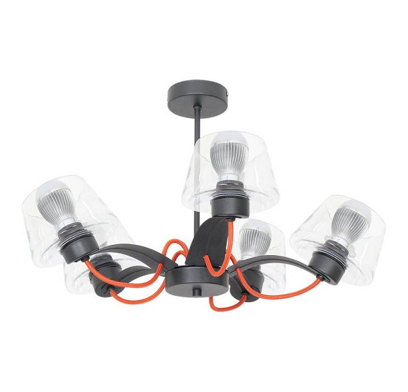 Licht-Erlebnisse Deckenleuchte EDIT, ohne Leuchtmittel, Deckenlampe E27 Schwarz Glas Metall Industrie Design von Licht-Erlebnisse