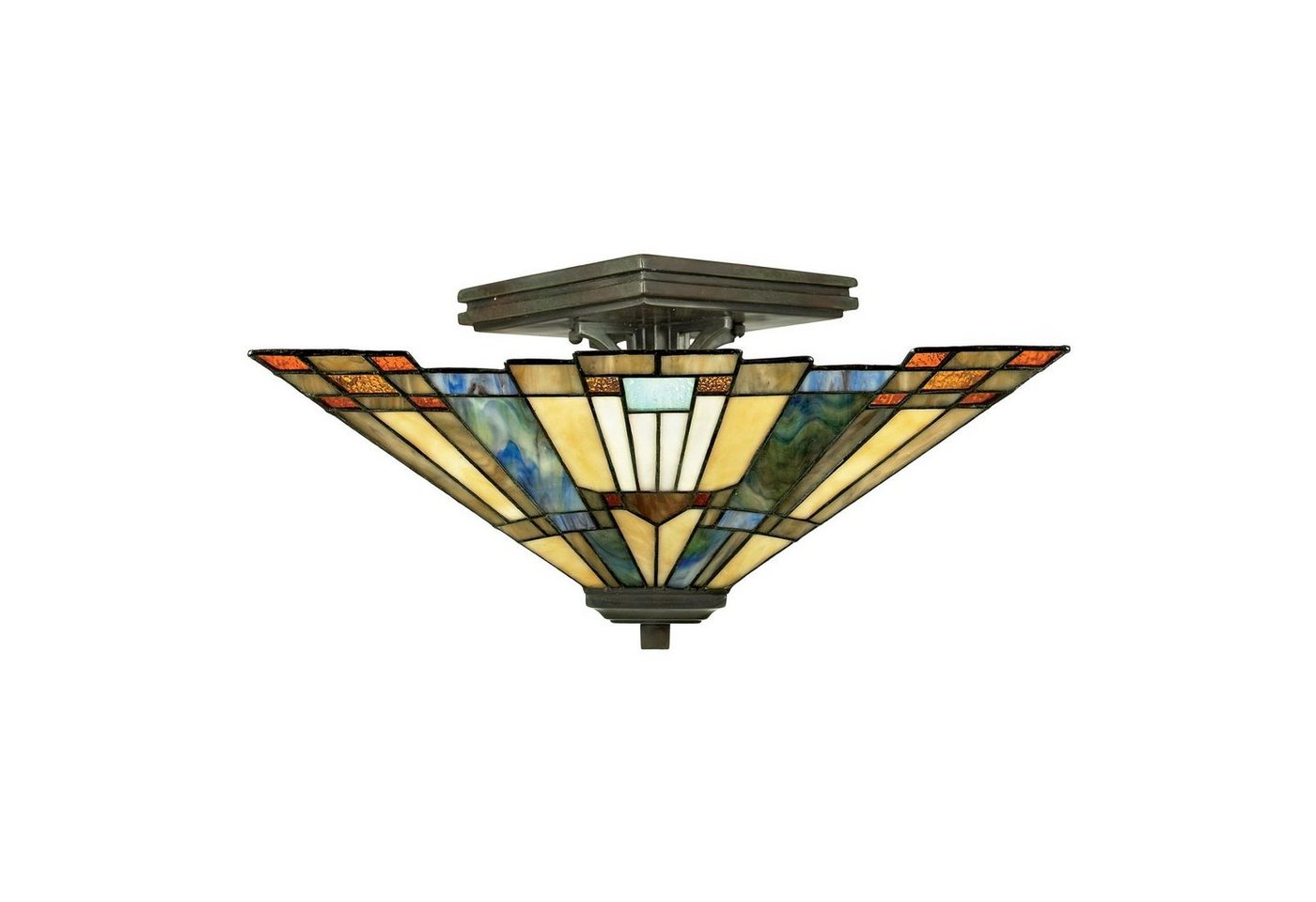 Licht-Erlebnisse Deckenleuchte ETERNO 6, ohne Leuchtmittel, Deckenlampe Esstisch Esszimmer Gelb Bronze E27 Glas Metall Tiffany von Licht-Erlebnisse