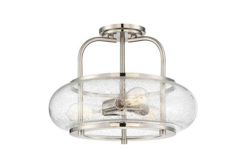 Licht-Erlebnisse Deckenleuchte FELI, ohne Leuchtmittel, Deckenlampe E27 Nickel Glas Metall Industrial von Licht-Erlebnisse