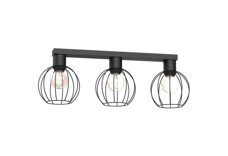 Licht-Erlebnisse Deckenleuchte GRATAR, ohne Leuchtmittel, Metall Metall E27 Schwarz 3-flammig Kugel Schirm Industrial Design von Licht-Erlebnisse
