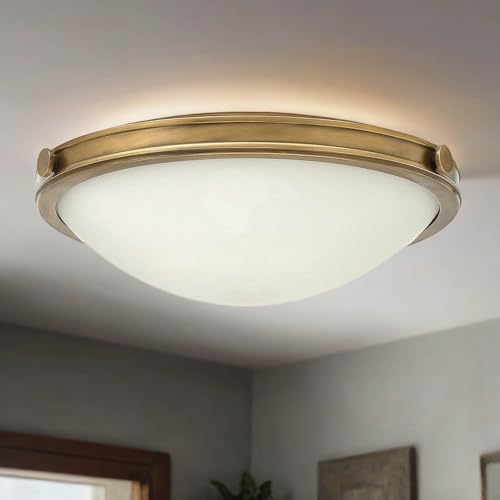 Licht-Erlebnisse Deckenleuchte Glas Metall in Weiß blendarm rund Ø48cm Jugendstil Wohnzimmer Flur Beleuchtung Lampe von Licht-Erlebnisse