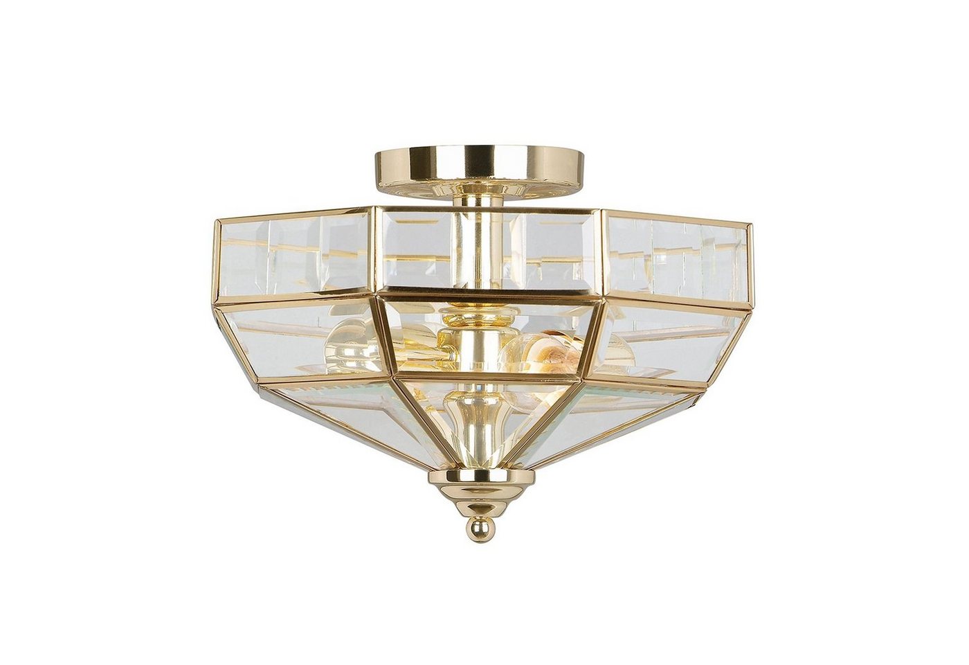 Licht-Erlebnisse Deckenleuchte HESU, ohne Leuchtmittel, Deckenlampe E27 Glas Messing Jugendstil Beleuchtung Esszimmer Esstisch von Licht-Erlebnisse