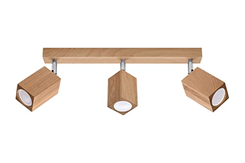 Licht-Erlebnisse Deckenleuchte Holz 3-flammig 45 cm lang schmal GU10 Deckenstrahler Spot Wohnzimmer Arbeitszimmer von Licht-Erlebnisse