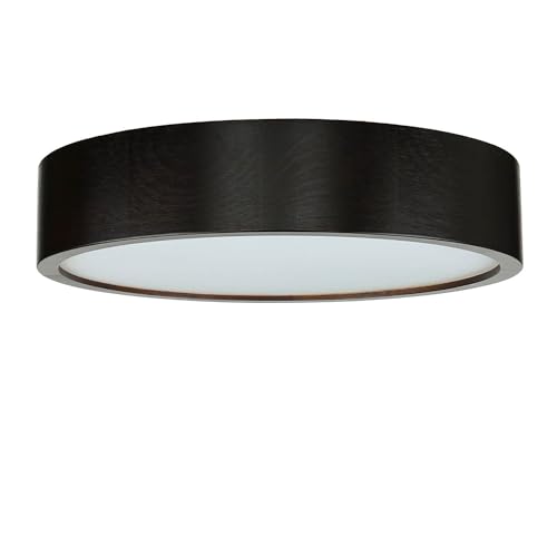 Licht-Erlebnisse Deckenleuchte Holz Glas in Wenge Wohnzimmer Flur Ø37 cm E27 2-flammig blendarm rund gemütliche Deckenlampe Treppenhaus ARBARO von Licht-Erlebnisse