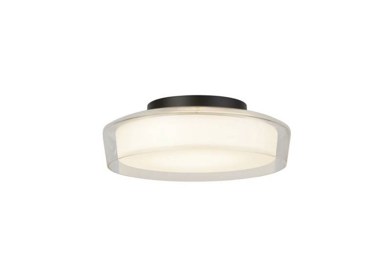 Licht-Erlebnisse Deckenleuchte JADE, LED, Warmweiß, LED Dimmer IP44 D: 30 cm Schwarz matt Weiß 3000 K 793 lm Glas Metall von Licht-Erlebnisse