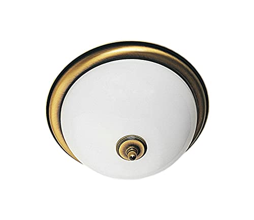 Licht-Erlebnisse Deckenleuchte Jugendstil in Messing antik Weiß Glas Schirm rund Ø36cm KELSEY Flur Wohnzimmer Lampe von Licht-Erlebnisse