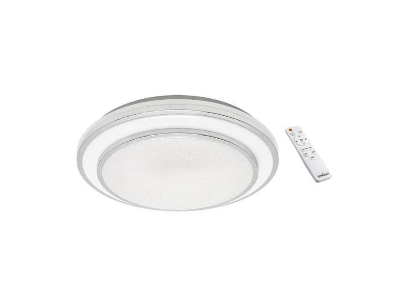 Licht-Erlebnisse Deckenleuchte LASSE, LED, Neutralweiß, LED mit Dimmer Metall rund D: 50 cm IP44 Chrom Weiß 5780 lm Modern von Licht-Erlebnisse