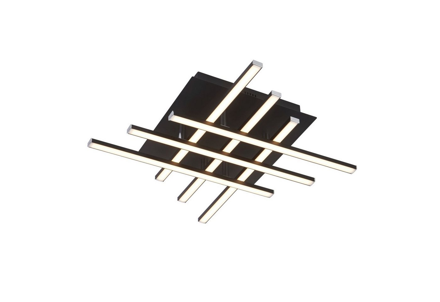 Licht-Erlebnisse Deckenleuchte LEWIS, LED, Warmweiß, LED Schwarz matt Chrom 3000 K 1415 lm Metall Modern Wohnzimmer LEWIS von Licht-Erlebnisse