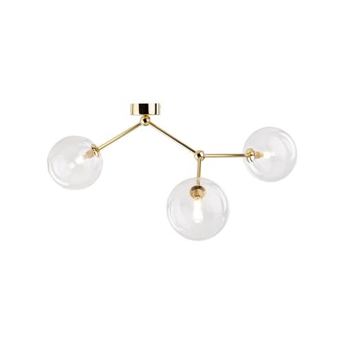 Licht-Erlebnisse Deckenleuchte Metall Glas 70 cm lang in Gold 3-flammig G9 Kugelschirm Modern Deckenlampe Wohnzimmer Esszimmer VINZA von Licht-Erlebnisse