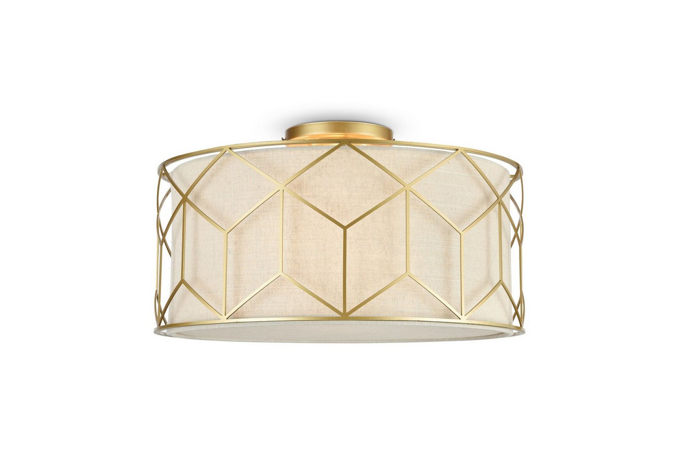 Licht-Erlebnisse Deckenleuchte NICO, ohne Leuchtmittel, Stoff Metall D: 43 cm in Gold Natur E27 3-flammig rund Modern Licht-Erlebnisse Deckenleuchte NICO, ohne Leuchtmittel, Stoff Metall D: 43 cm in Gold Natur E27 3-flammig rund Modern von Licht-Erlebnisse