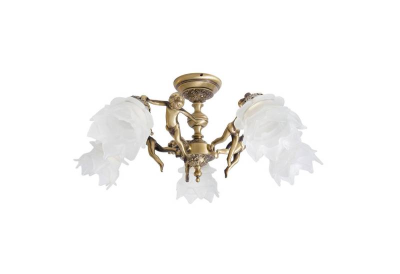 Licht-Erlebnisse Deckenleuchte PUTTI, ohne Leuchtmittel, Deckenlampe Jugendstil Echt-Messing Bronze 5-flmg Exklusiv Wohnzimmer von Licht-Erlebnisse