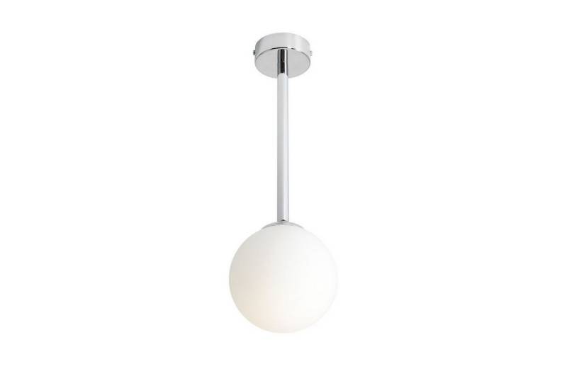 Licht-Erlebnisse Deckenleuchte RIRPI, ohne Leuchtmittel, Glas Metall B: 14 cm Chrom Weiß E14 Kugel Schirm rund Modern von Licht-Erlebnisse