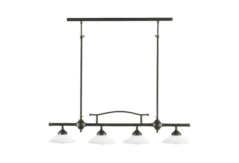Licht-Erlebnisse Deckenleuchte SOFIA, ohne Leuchtmittel, Wohnzimmer in Bronze dunkel matt Weiß 4-flammig E27 Glas Rustikal von Licht-Erlebnisse