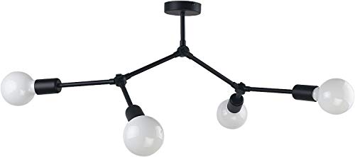 Licht-Erlebnisse Deckenleuchte Schwarz Metall flexibel 4-flammig Retro stylisch AARON Wohnzimmer Deckenlampe von Licht-Erlebnisse
