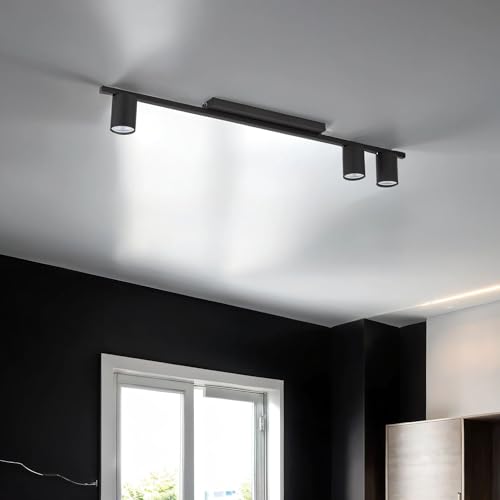 Licht-Erlebnisse Deckenleuchte Strahler aus Metall in schwarz 3-flammig beweglich GU10 B:80cm schwenkbar Flur Küche Wohnzimmer skandinavisch Deckenlampe Spot von Licht-Erlebnisse