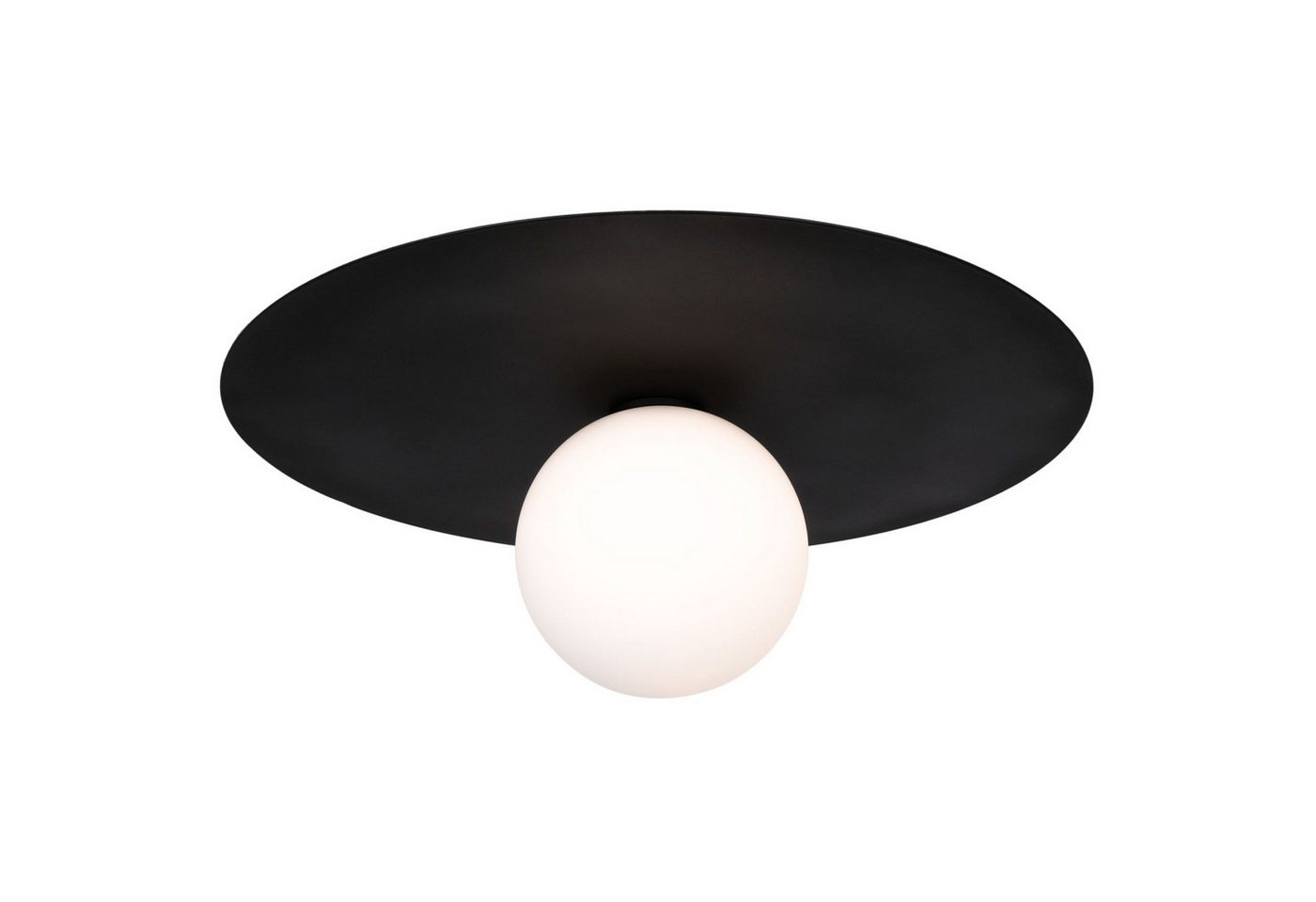 Licht-Erlebnisse Deckenleuchte TALVIK, ohne Leuchtmittel, Metall Glas Ø 45 cm rund Schwarz Weiß Kugelschirm G9 Retro Licht-Erlebnisse Deckenleuchte TALVIK, ohne Leuchtmittel, Metall Glas Ø 45 cm rund Schwarz Weiß Kugelschirm G9 Retro von Licht-Erlebnisse