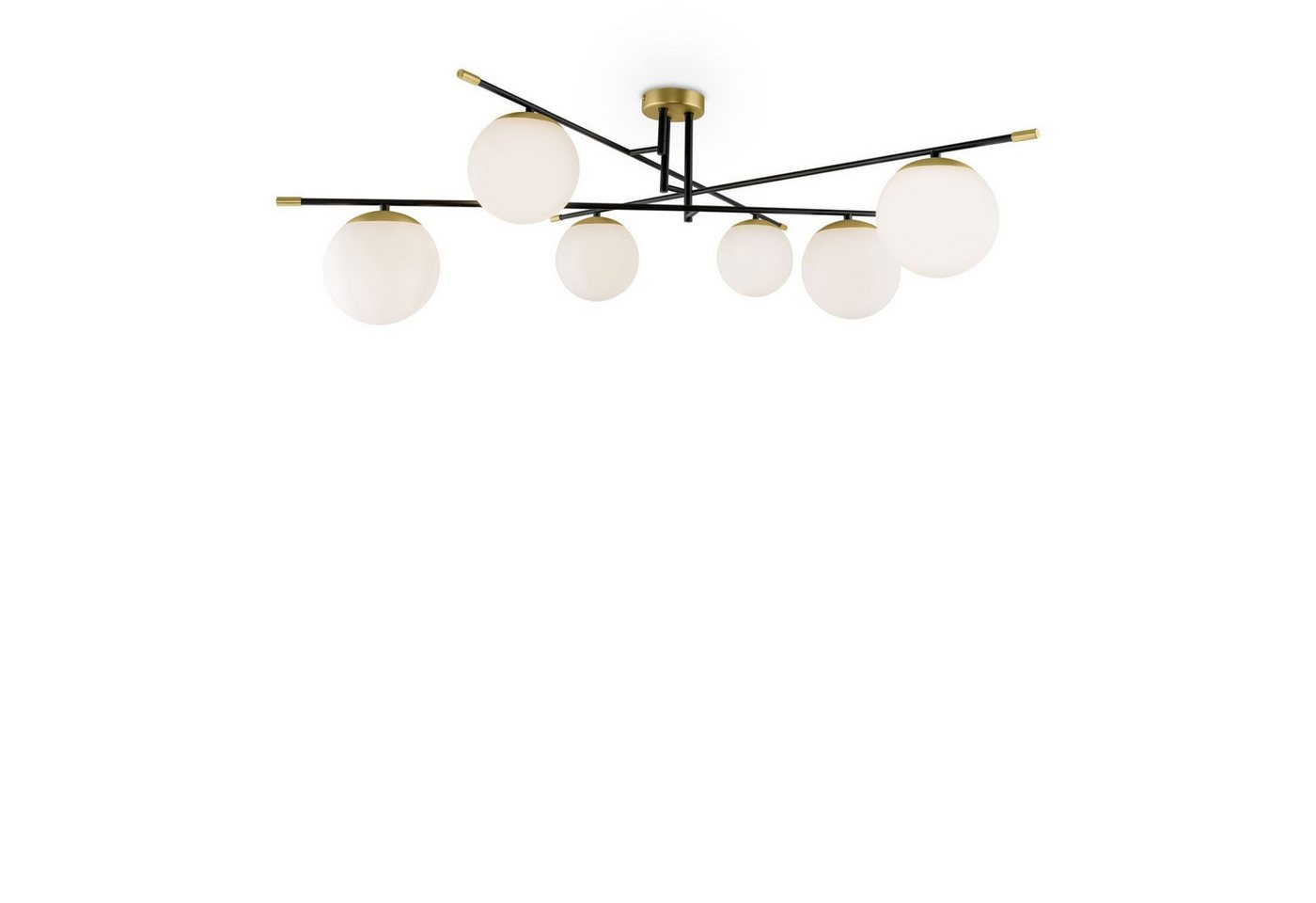 Licht-Erlebnisse Deckenleuchte ULVI, ohne Leuchtmittel, Metall Glas E14 B: 95 cm in Schwarz Weiß Gold Kugelschirm Modern Licht-Erlebnisse Deckenleuchte ULVI, ohne Leuchtmittel, Metall Glas E14 B: 95 cm in Schwarz Weiß Gold Kugelschirm Modern von Licht-Erlebnisse