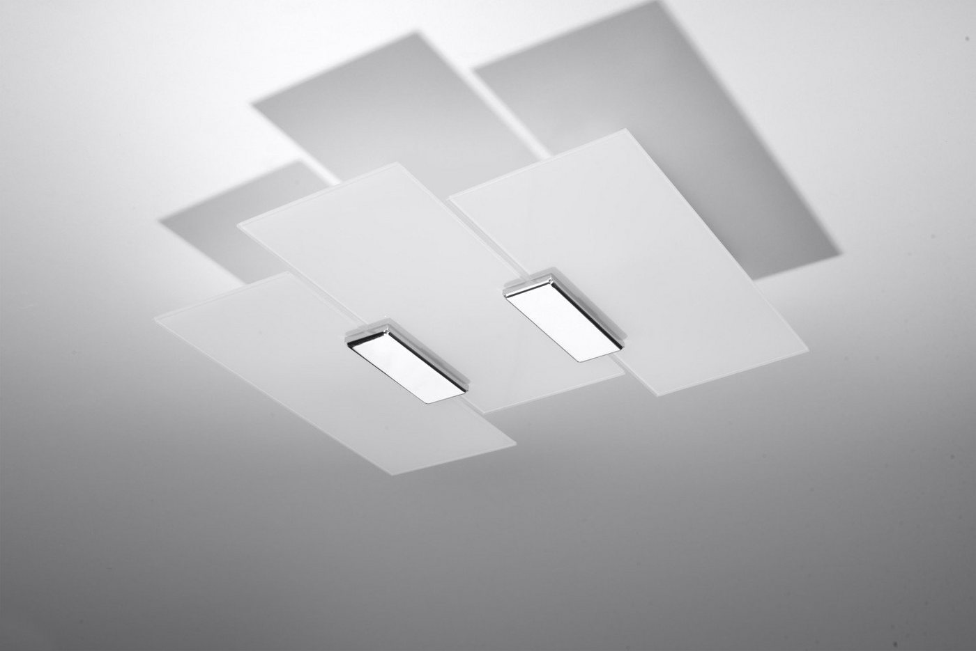 Licht-Erlebnisse Deckenleuchte VERONICA, ohne Leuchtmittel, Deckenlampe Weiß Chrom Glas 3-flmg stylisch Design Flur Wohnzimmer von Licht-Erlebnisse