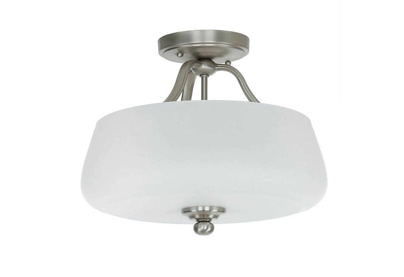 Licht-Erlebnisse Deckenleuchte XISTA, ohne Leuchtmittel, Deckenlampe Weiß Nickel Glas Metall E27 Jugendstil Wohnzimmer von Licht-Erlebnisse