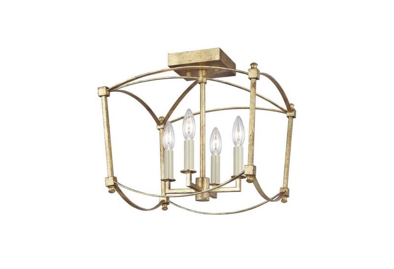 Licht-Erlebnisse Deckenleuchte ZENOR, ohne Leuchtmittel, Metall B: 36,5 cm in Antikgold E14 4-flammig Vintage von Licht-Erlebnisse