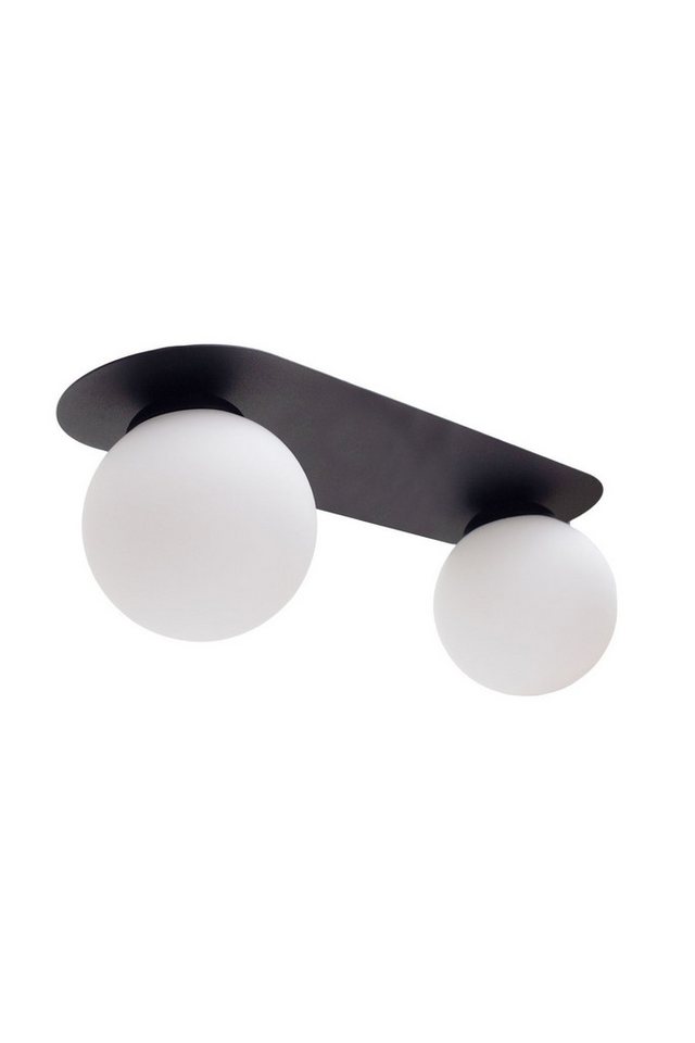 Licht-Erlebnisse Deckenleuchte ZESUS, ohne Leuchtmittel, Glas Metall E27 B: 15 cm Schwarz Weiß 2-flammig Kugelschirm von Licht-Erlebnisse