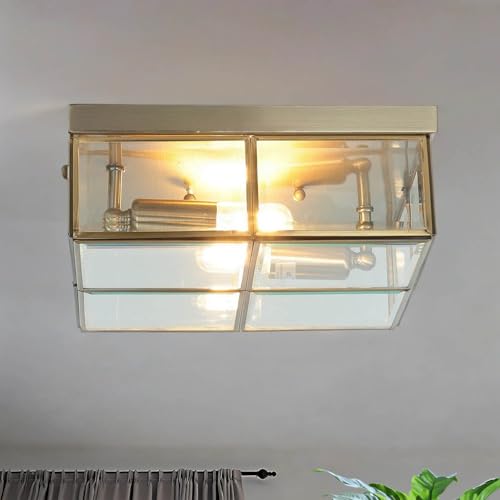 Licht-Erlebnisse Deckenleuchte in Bronze Bauhaus Design 2xE14 bis zu 40 Watt 230V aus Metall & Glas Schlafzimmer Küche Esszimmer Lampe Leuchten innen Beleuchtung von Licht-Erlebnisse