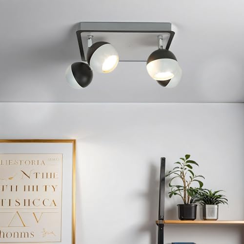 Licht-Erlebnisse Deckenspot Edelstahl Schwarz Weiß Schlafzimmer Esszimmer B:25 cm GU10 flexibel Kugeln 4-flammig verstellbare Deckenlampe Wohnzimmer NOAH Licht-Erlebnisse Deckenspot Edelstahl Schwarz Weiß Schlafzimmer Esszimmer B:25 cm GU10 flexibel Kugeln 4-flammig verstellbare Deckenlampe Wohnzimmer NOAH von Licht-Erlebnisse