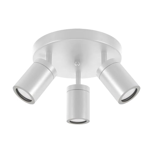 Licht-Erlebnisse Deckenspot IP44 3-flammig GU10 rund Ø 22 cm klein Weiß verstellbar Metall Deckenstrahler Wohnzimmer Deckenleuchte Badezimmer Küche von Licht-Erlebnisse