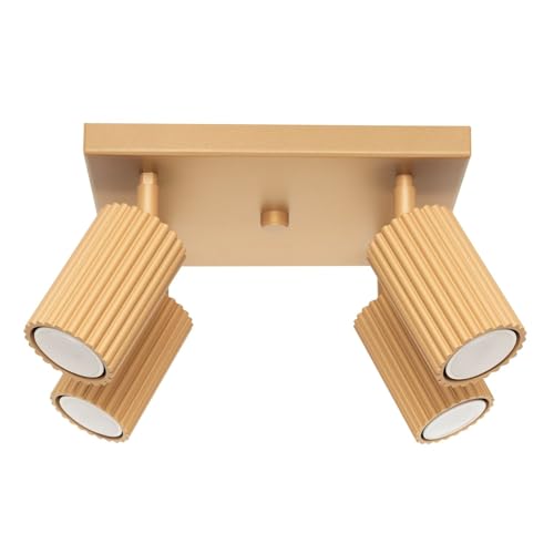 Licht-Erlebnisse Deckenstrahler 4-flammig GU10 B: 25 cm quadratisch klein schwenkbar aus Aluminium in Gold Modern Deckenlampe Wohnzimmer Deckenleuchte Küche von Licht-Erlebnisse