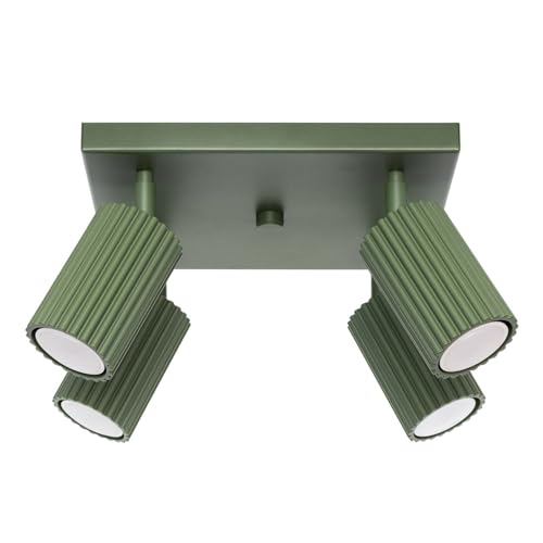 Licht-Erlebnisse Deckenstrahler 4-flammig GU10 aus Aluminium B: 25 cm klein schwenkbar verstellbar in Grün Modern Deckenleuchte Wohnzimmer Deckenlampe innen von Licht-Erlebnisse