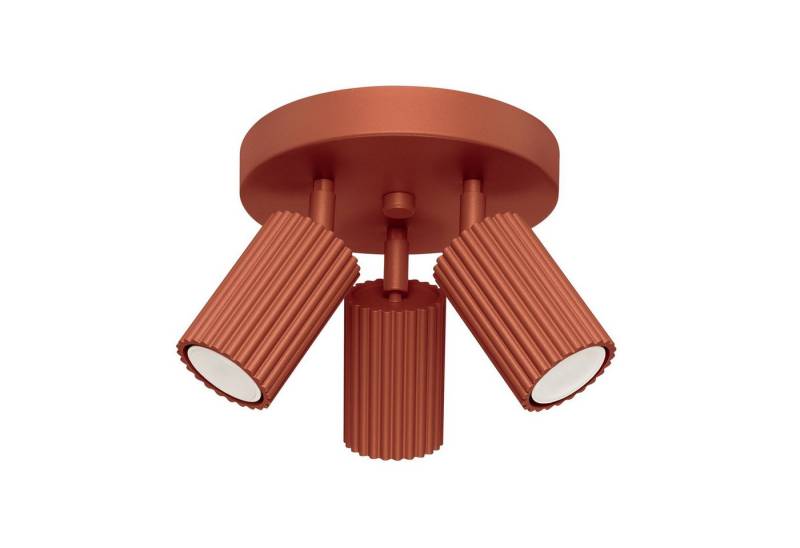 Licht-Erlebnisse Deckenstrahler BERTA, ohne Leuchtmittel, Aluminium GU10 B: 19,5 cm verstellbar Ockerrot 3-flammig rund Modern von Licht-Erlebnisse