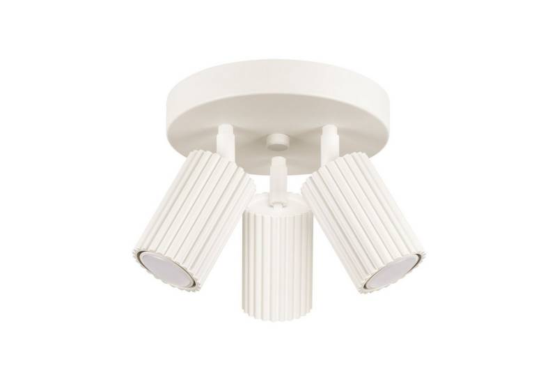 Licht-Erlebnisse Deckenstrahler BERTA, ohne Leuchtmittel, Aluminium GU10 verstellbar 19,5 cm breit Creme 3-flammig rund Modern von Licht-Erlebnisse