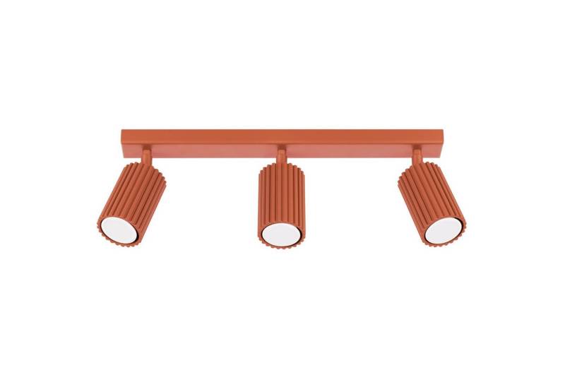 Licht-Erlebnisse Deckenstrahler BERTA, ohne Leuchtmittel, Aluminium GU10 verstellbar Ockerrot 3-flammig länglich Modern von Licht-Erlebnisse