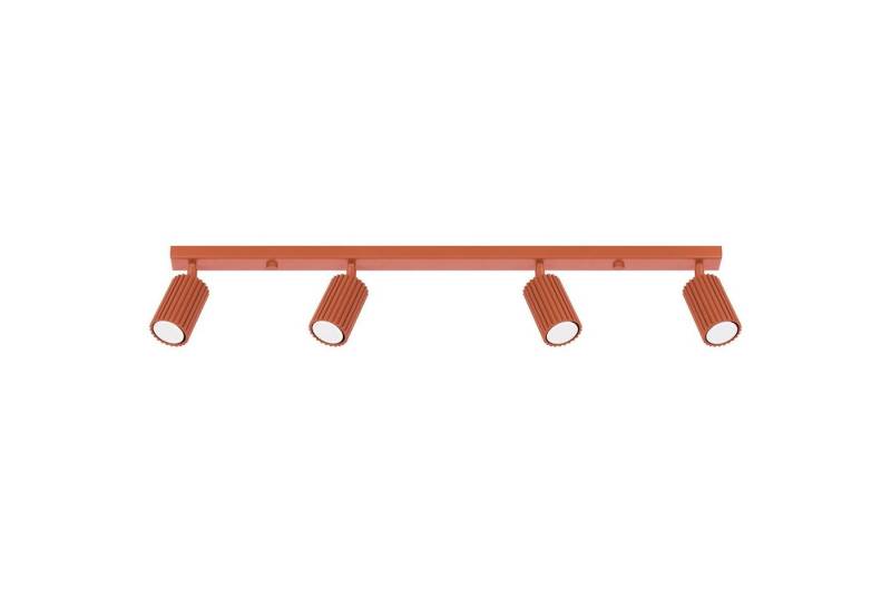 Licht-Erlebnisse Deckenstrahler BERTA, ohne Leuchtmittel, Aluminium GU10 verstellbar Ockerrot 4-flammig länglich Modern Spot von Licht-Erlebnisse