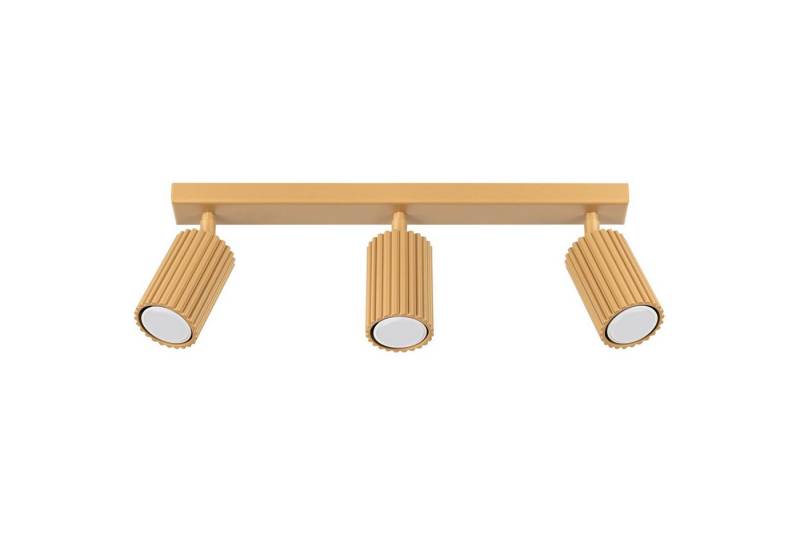 Licht-Erlebnisse Deckenstrahler BERTA, ohne Leuchtmittel, Aluminium verstellbar in Gold GU10 3-flammig länglich Modern von Licht-Erlebnisse