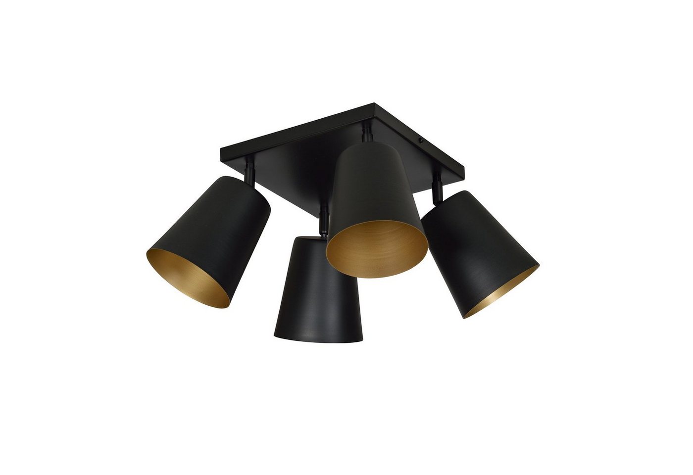 Licht-Erlebnisse Deckenstrahler BOMER, ohne Leuchtmittel, Deckenlampe Metall Schirm in Schwarz Gold E27 Retro Wohnzimmer von Licht-Erlebnisse