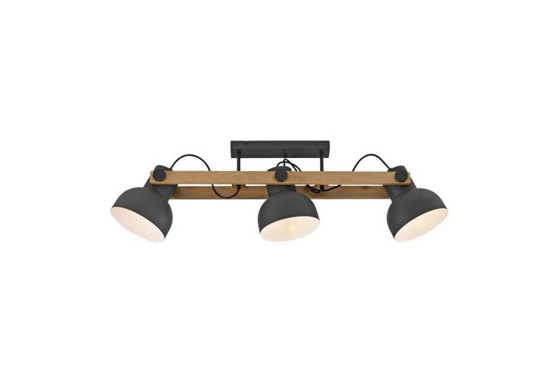 Licht-Erlebnisse Deckenstrahler KORVIC, ohne Leuchtmittel, Metall E27 verstellbar Schwarz Natur 3-flammig länglich Industrial von Licht-Erlebnisse