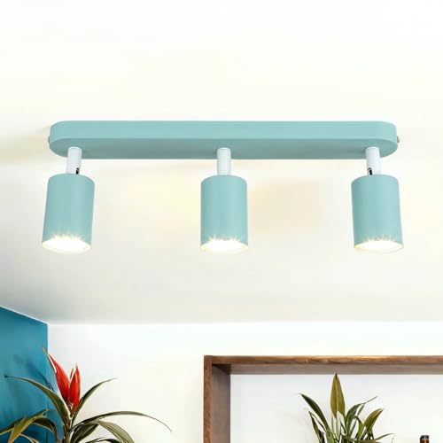 Licht-Erlebnisse Deckenstrahler Kinderzimmer Mint Grün L: 52 cm schwenkbar Metall 3-flammig GU10 JASON Deckenlampe Kinderzimmerleuchte von Licht-Erlebnisse