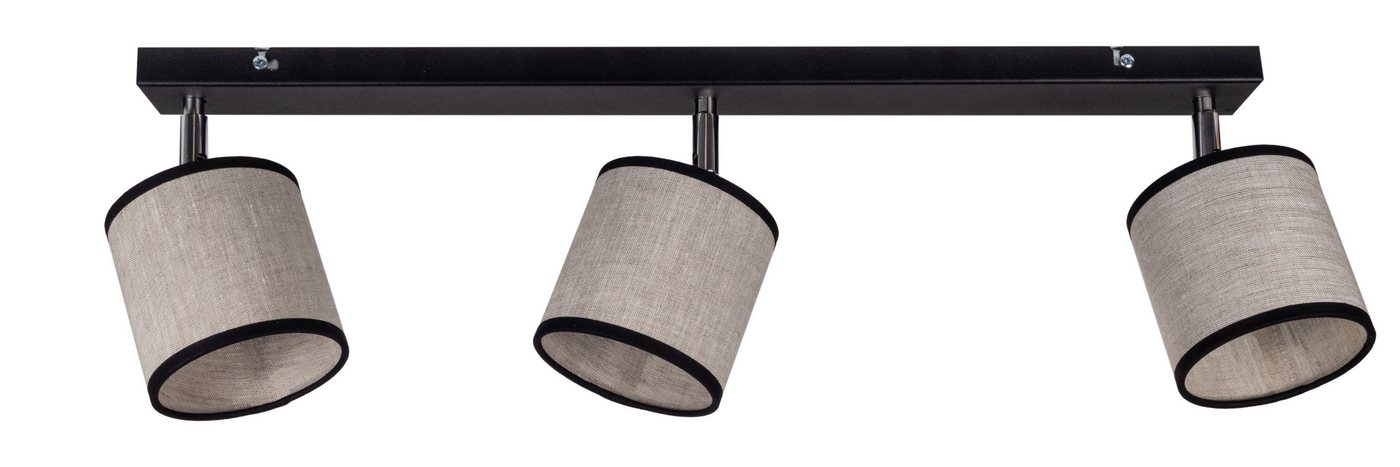Licht-Erlebnisse Deckenstrahler LADIUN, ohne Leuchtmittel, Metall Stoff E14 verstellbar Schwarz Beige 3-flammig länglich Modern Licht-Erlebnisse Deckenstrahler LADIUN, ohne Leuchtmittel, Metall Stoff E14 verstellbar Schwarz Beige 3-flammig länglich Modern von Licht-Erlebnisse