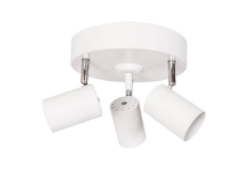 Licht-Erlebnisse Deckenstrahler MAREN, ohne Leuchtmittel, 3-flammig GU10 rund 20 cm breit Weiß Metall Retro Design Küche von Licht-Erlebnisse