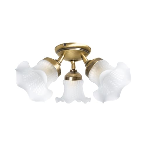 Licht-Erlebnisse Deckenstrahler Messing Glas Ø 37 cm in Bronze hell glänzend Weiß 3-flammig verstellbar Floral E14 Deckenleuchte Wohnzimmer Deckenspot Küche von Licht-Erlebnisse