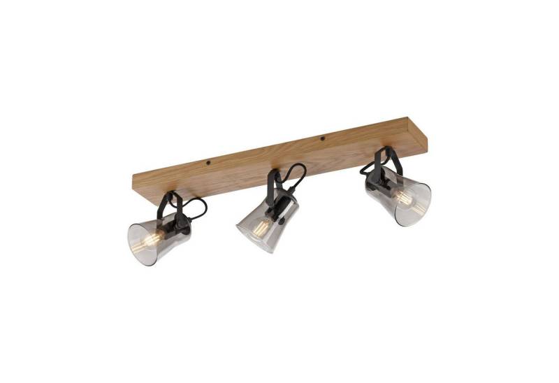 Licht-Erlebnisse Deckenstrahler NERWIN, ohne Leuchtmittel, Rauchglas E14 verstellbar Natur Rauchgrau 3-flammig länglich Vintage von Licht-Erlebnisse