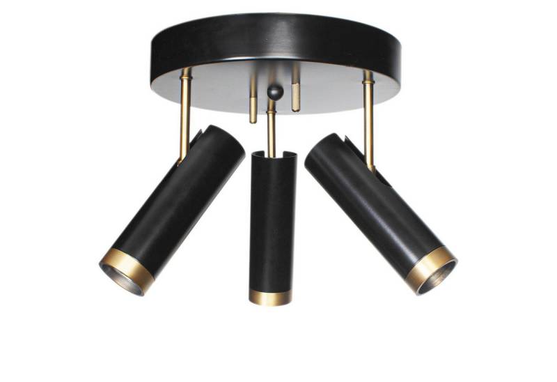 Licht-Erlebnisse Deckenstrahler ODD, ohne Leuchtmittel, 3-flammig GU10 rund B: 30 cm Schwarz Gold Retro Metall Küche von Licht-Erlebnisse