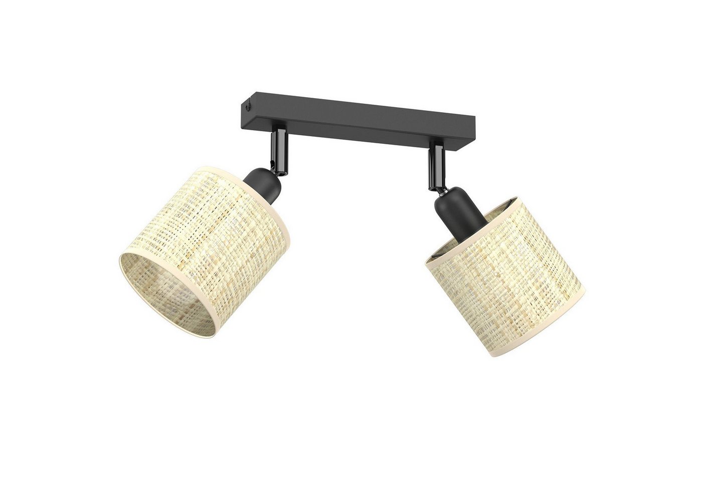 Licht-Erlebnisse Deckenstrahler SONTEL, ohne Leuchtmittel, Metall Rattan E14 Flexarm Schwarz Natur 2-flammig Licht-Erlebnisse Deckenstrahler SONTEL, ohne Leuchtmittel, Metall Rattan E14 Flexarm Schwarz Natur 2-flammig von Licht-Erlebnisse